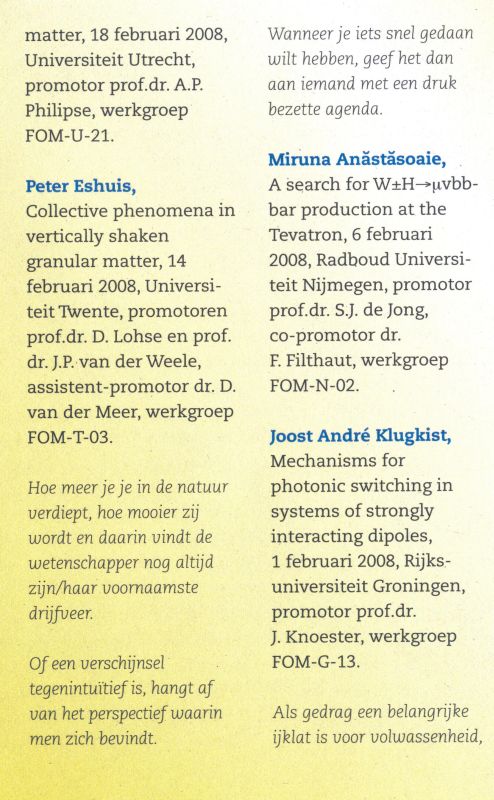 Promotie Peter Eshuis in FOM Expres Voorjaar 2008 - Binnenkant (87K)